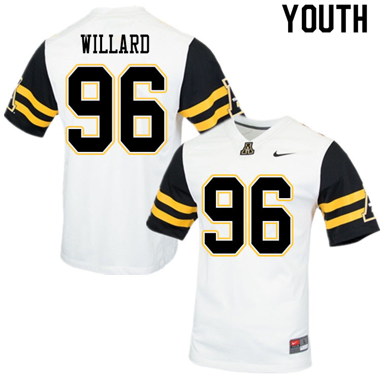 Youth #96 Trevor Willard Appalachian State Mountaineers College Football Jerseys Sale-White